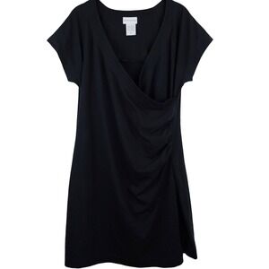 Soft Surroundings Womens Black Faux Wrap Dress Size PL